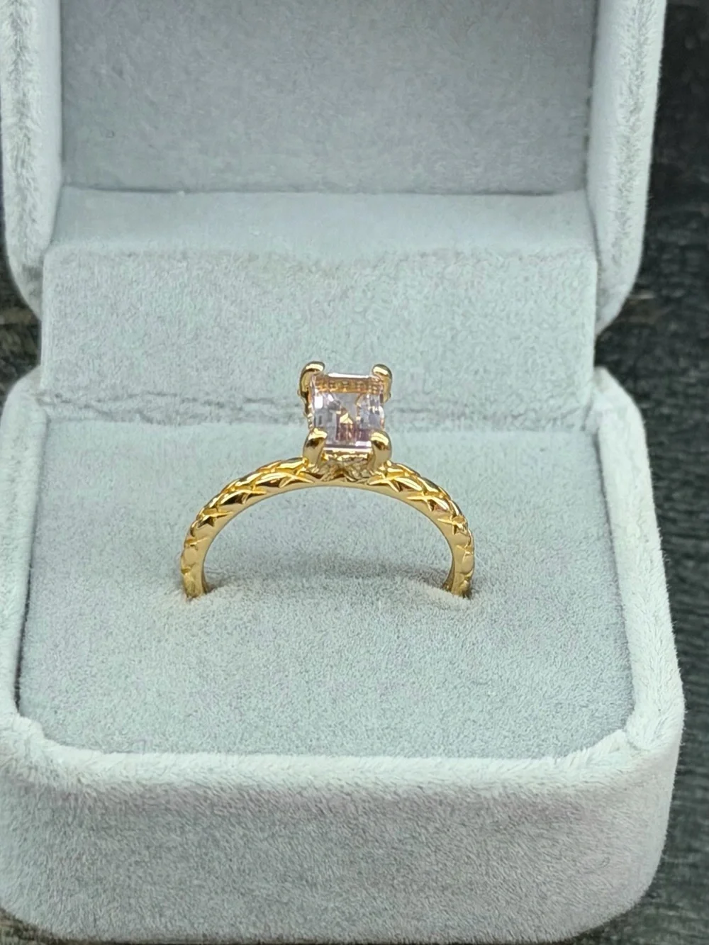 Stunning Hidden Halo Natural 1CT Pink Topaz Ring 18K Yellow Gold Plated Size 8